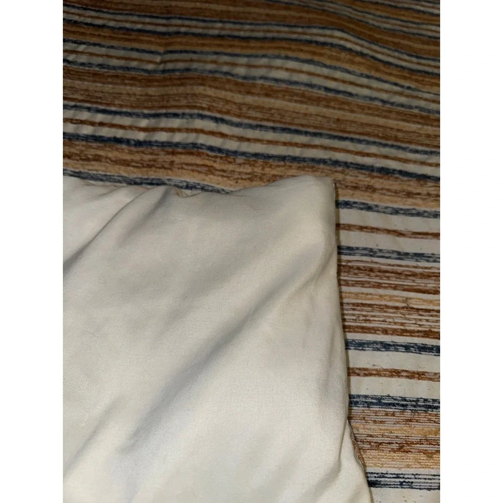 King Bedding Set Comforter Flat Sheet Pillowcases Brown Blue Stripe Rustic 7pc